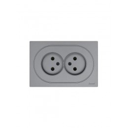 Розетка 2-м СП OSEN без заземл. ПБТ механизм сер. матов. LEZARD 743-7400-128B