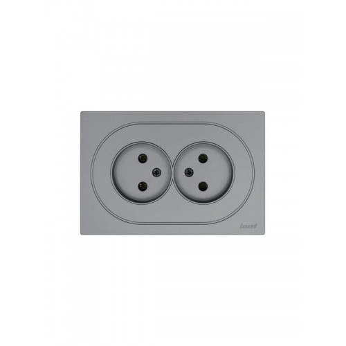 Розетка 2-м СП OSEN без заземл. ПБТ механизм сер. матов. LEZARD 743-7400-128B