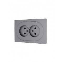 Розетка 2-м СП OSEN без заземл. ПБТ механизм сер. матов. LEZARD 743-7400-128B