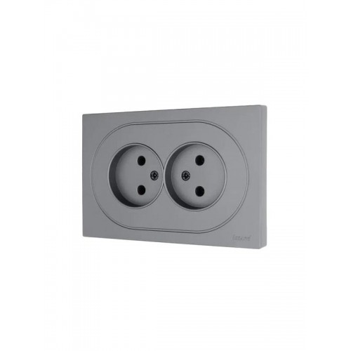 Розетка 2-м СП OSEN без заземл. ПБТ механизм сер. матов. LEZARD 743-7400-128B