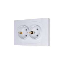 Розетка 2-м СП OSEN с заземл. ПБТ механизм бел. LEZARD 743-0200-127B
