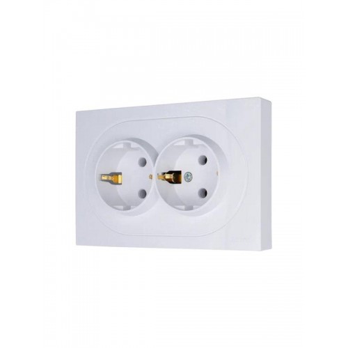 Розетка 2-м СП OSEN с заземл. ПБТ механизм бел. LEZARD 743-0200-127B