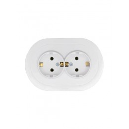 Розетка 2-м СП OSEN с заземл. ПБТ круглая механизм бел. LEZARD 744-0200-127B