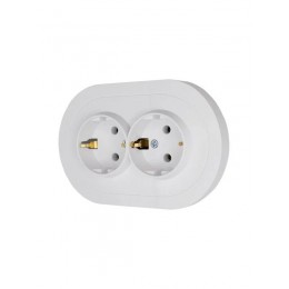 Розетка 2-м СП OSEN с заземл. ПБТ круглая механизм бел. LEZARD 744-0200-127B