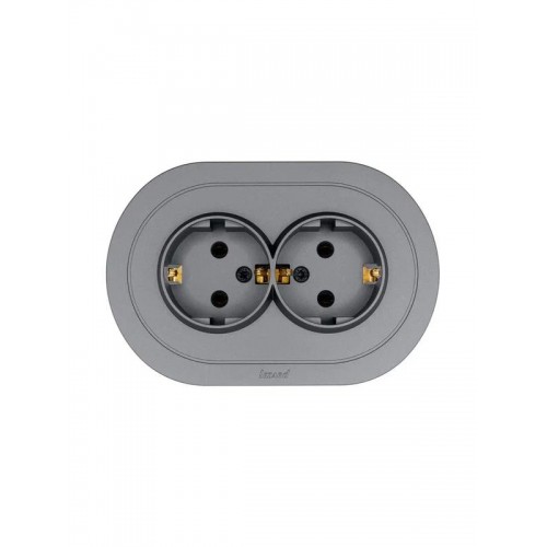 Розетка 2-м СП OSEN с заземл. ПБТ круглая механизм сер. матов. LEZARD 744-7400-127B
