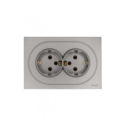 Розетка 2-м СП OSEN с заземл. ПБТ механизм сер. матов. LEZARD 743-7400-127B