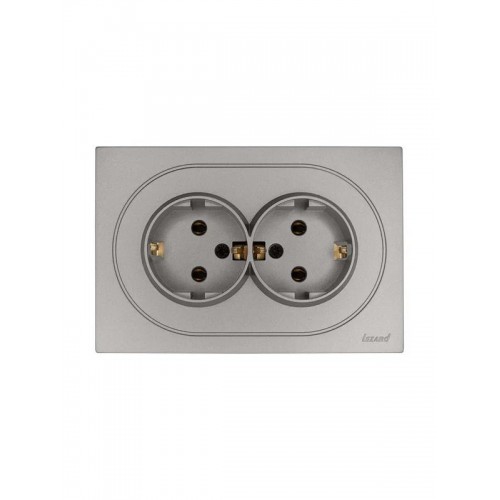 Розетка 2-м СП OSEN с заземл. ПБТ механизм сер. матов. LEZARD 743-7400-127B