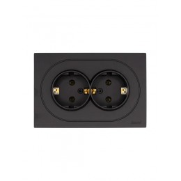 Розетка 2-м СП OSEN с заземл. ПБТ механизм черн. бархат LEZARD 743-4200-127B