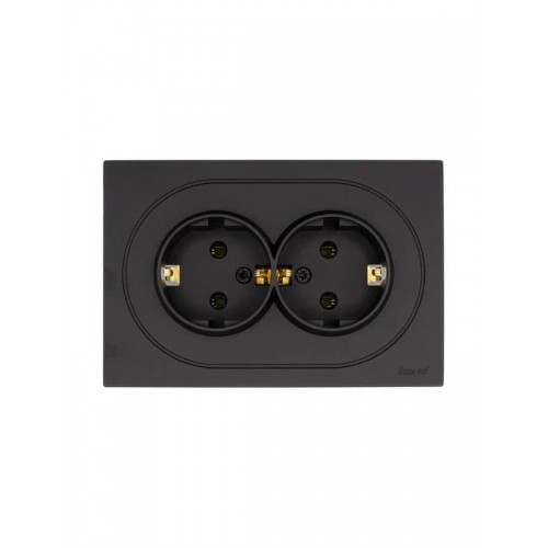 Розетка 2-м СП OSEN с заземл. ПБТ механизм черн. бархат LEZARD 743-4200-127B