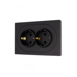 Розетка 2-м СП OSEN с заземл. ПБТ механизм черн. бархат LEZARD 743-4200-127B