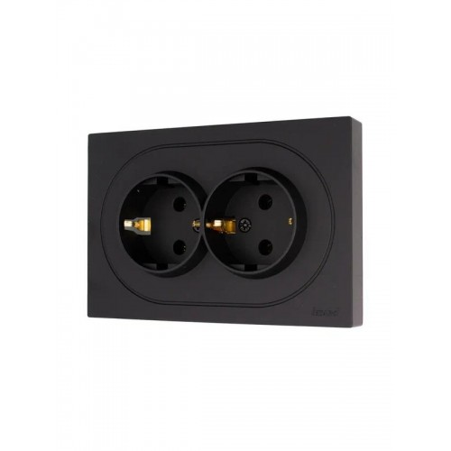 Розетка 2-м СП OSEN с заземл. ПБТ механизм черн. бархат LEZARD 743-4200-127B