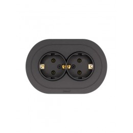 Розетка 2-м СП OSEN с заземл. ПБТ круглая механизм черн. бархат LEZARD 744-4200-127B