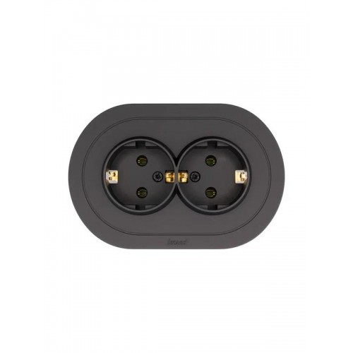 Розетка 2-м СП OSEN с заземл. ПБТ круглая механизм черн. бархат LEZARD 744-4200-127B