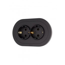 Розетка 2-м СП OSEN с заземл. ПБТ круглая механизм черн. бархат LEZARD 744-4200-127B
