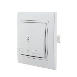 Переключатель проходной 1-кл. СП Mira 10А IP20 со вставкой сер. метал. LEZARD 701-1010-105