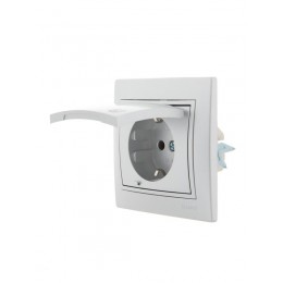 Розетка 1-м СП Mira 16А IP20 с заземл. с защ. крышкой со вставкой керамика сер. метал. LEZARD 701-1010-123
