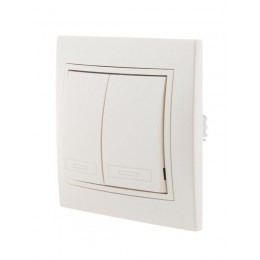 Выключатель 2-кл. СП Mira 10А IP20 со вставкой жемчуж./бел. перламутр. LEZARD 701-3030-101