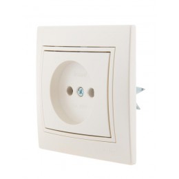 Розетка 1-м СП Mira 16А IP20 без заземл. со вставкой керамика жемчуж./бел. перламутр. LEZARD 701-3030-121