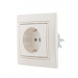 Розетка 1-м СП Mira 16А IP20 с заземл. со вставкой керамика жемчуж./бел. перламутр. LEZARD 701-3030-122