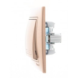 Выключатель 2-кл. СП Mira 10А IP20 со вставкой свет. корич. перламутр. LEZARD 701-3131-101