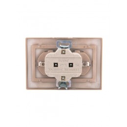 Розетка 2-м СП Mira 16А IP20 с заземл. со вставкой керамика свет. корич. перламутр. LEZARD 701-3131-127