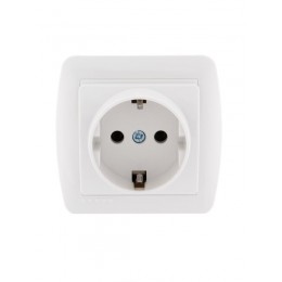 Розетка 1-м ОП Demet 16А IP20 с заземл. керамика бел. LEZARD 711-0200-122