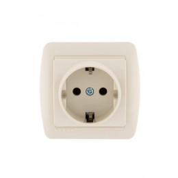 Розетка 1-м ОП Demet 16А IP20 с заземл. керамика крем. LEZARD 711-0300-122