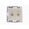 Розетка компьютерная + телефонная 2-м СП Rain RJ45 + RJ11 16А IP20 механизм крем. LEZARD 703-0388-143