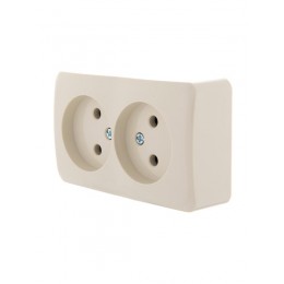 Розетка 2-м ОП Viola 16А IP20 без заземл. крем. LEZARD 751-0300-128