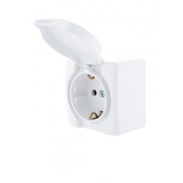 Розетка 1-м ОП Viola с заземл. с крышкой бел. LEZARD 751-0200-123