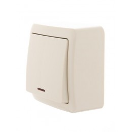 Выключатель 1-кл. 1п ОП Viola 10А IP20 с подсветкой крем. LEZARD 751-0300-111