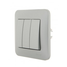 Выключатель 3-кл. 1п СП Karina 10А IP20 механизм матов. серебр. LEZARD 707-4388-109