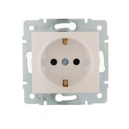 Розетка 1-м СП Karina с заземл. защ. шторки термопласт механизм жемчуж./бел. перламутр. LEZARD 707-3088-124B