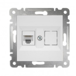 Розетка компьютерная 2-м СП Karea 16А IP20 RJ45 кат.5 механизм бел. Makel 57001035