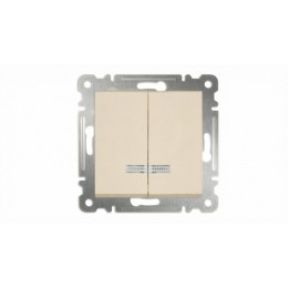 Выключатель 2-кл. СП Karea 10А IP20 с подсветкой механизм крем. Makel 57010023