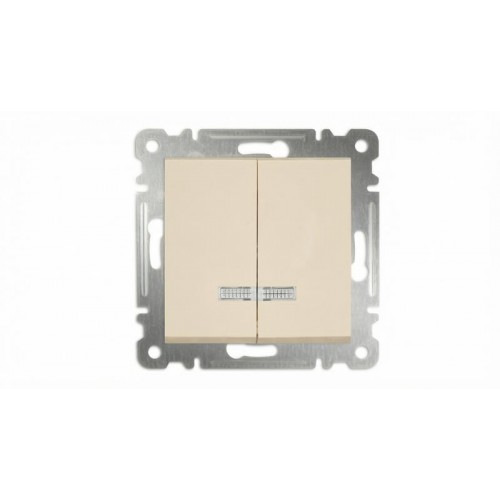 Выключатель 2-кл. СП Karea 10А IP20 с подсветкой механизм крем. Makel 57010023