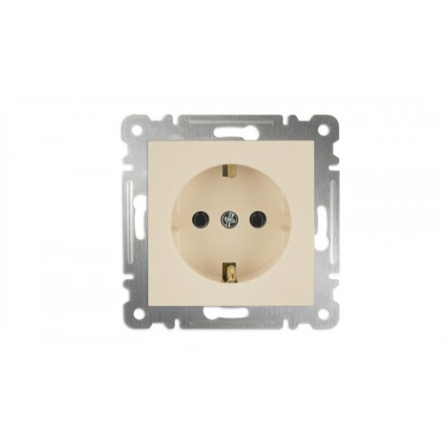 Розетка 1-м СП Karea 16А IP20 с заземл. механизм крем. Makel 57010028