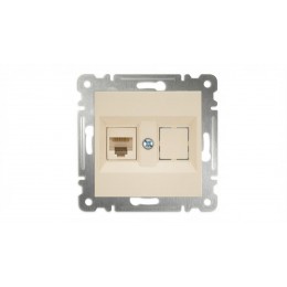 Розетка компьютерная 2-м СП Karea 16А IP20 RJ45 кат.5 механизм крем. Makel 57010035