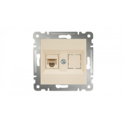 Розетка компьютерная 2-м СП Karea 16А IP20 RJ45 кат.5 механизм крем. Makel 57010035
