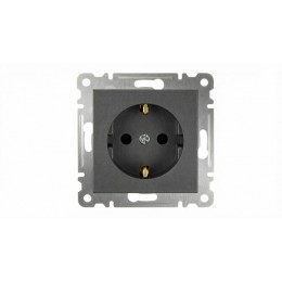 Розетка 1-м СП Karea 16А IP20 с заземл. механизм дым. металлик Makel 57050028