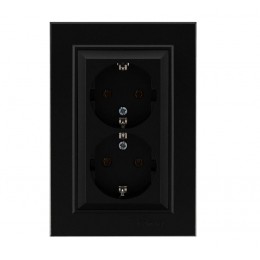 Розетка двойная с заземления Karea черн. Makel 56054082