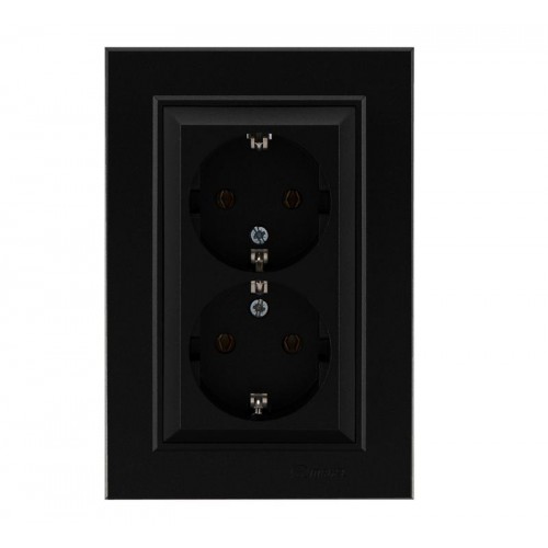 Розетка двойная с заземления Karea черн. Makel 56054082