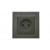 Розетка 1-м Karea LINE STAR без заземл. дым. металлик Makel 86050022