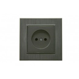 Розетка 1-м Karea LINE STAR без заземл. дым. металлик Makel 86050022