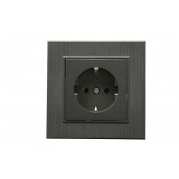 Розетка 1-м Karea LINE STAR с заземл. дым. металлик Makel 86050028