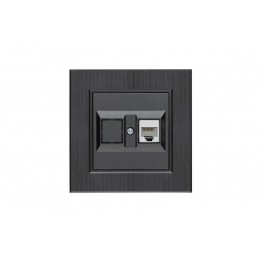 Розетка компьютерная CAT 5+гнездо Karea LINE STAR дым. металлик Makel 86050035