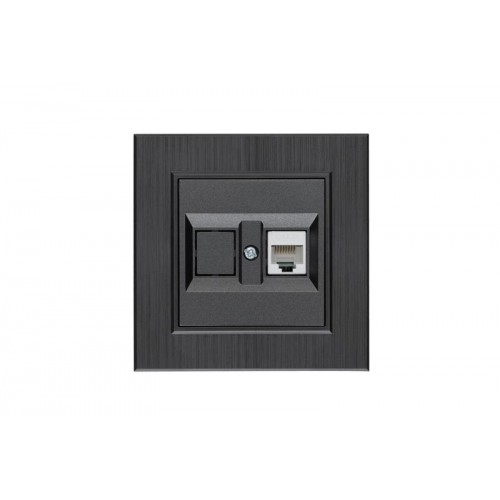 Розетка компьютерная CAT 5+гнездо Karea LINE STAR дым. металлик Makel 86050035