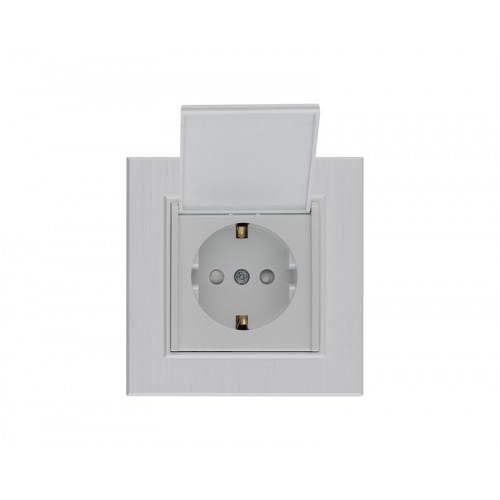Розетка 1-м с крышкой Karea LINE STAR с заземл. жемчуж. Makel 86100029