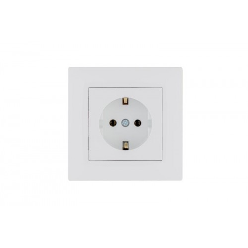 Розетка 1-м керамика Karea RIZZ с заземл. бел. Makel 88001008