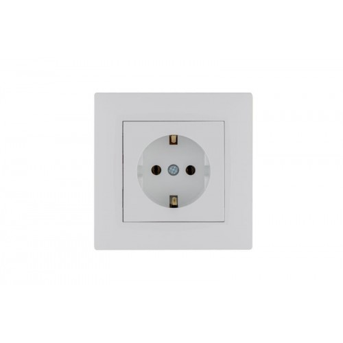 Розетка 1-м Karea RIZZ с заземл. бел. Makel 88001028